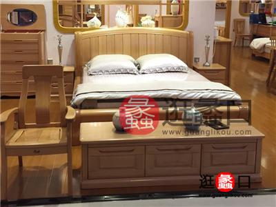 尚木家具简约现代卧室榉木实木双人床/床头柜