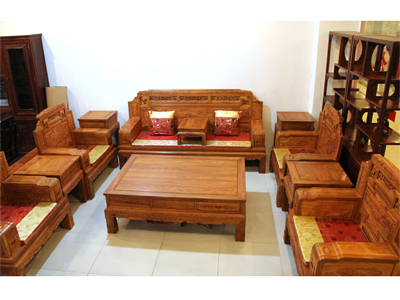 振鑫红木家具中式古典非洲花梨锦上添花沙发11件套（三人位+4单人位+大茶几+2方几+2案几）