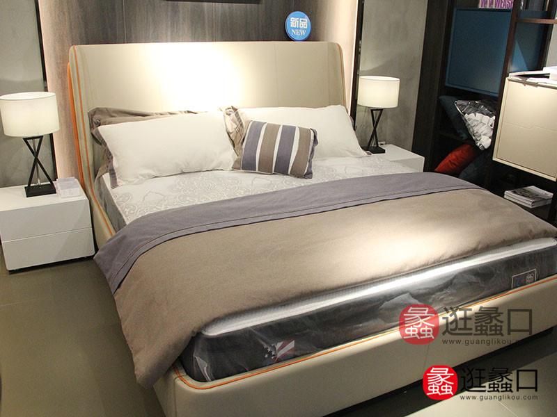 伊梦软体家具现代时尚卧室简约舒适皮质双人软靠大床