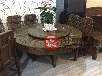 东升鸿红木家具中式古典餐厅红木圆餐桌椅