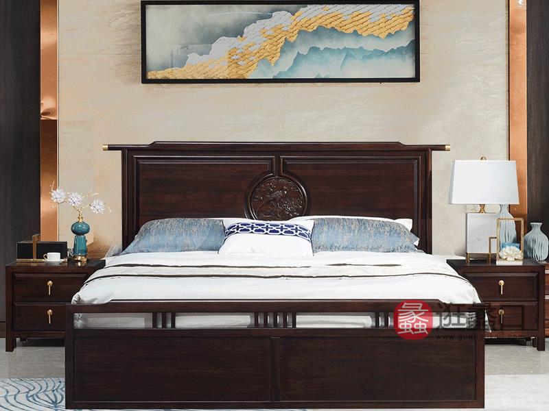 悦木家具新中式卧室床YF05a​檀木实木1.8米床【普通床板】