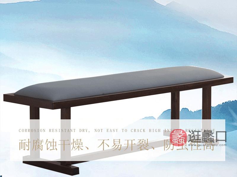 悦木家具新中式卧室床尾凳YF17床尾凳纯实木布艺床尾凳