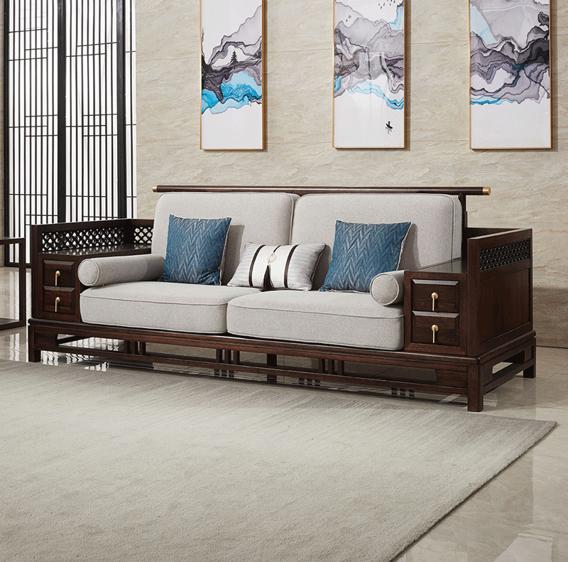 悦木家具新中式客厅沙发新中式实木沙发组合yf67