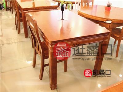 蠡口家具城金比亚家具中式餐厅实木长餐桌椅（一桌六椅）