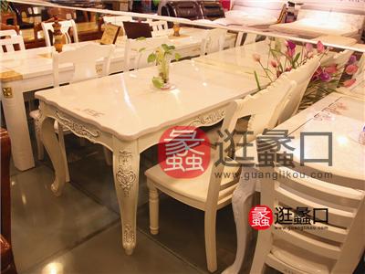 蠡口家具城金比亚家具欧式餐厅实木白色餐桌椅