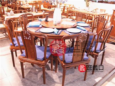 盛联红木家具新中式餐厅红木圆餐桌椅/餐椅