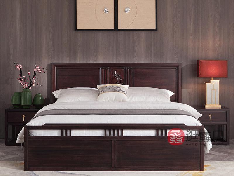 悦木家具新中式卧室床新中式床 双人床 檀木床全实木现代简约中式床YF01