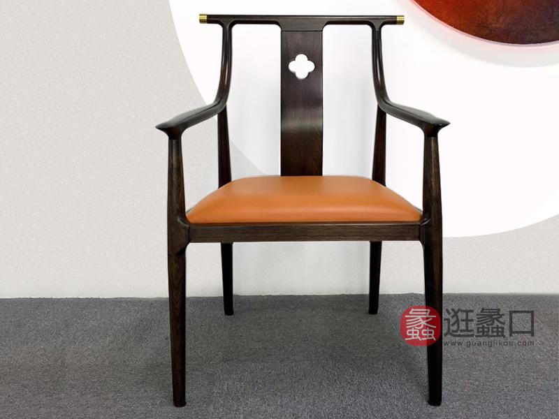 悦木家具新中式书房书桌椅YF62​新中式金檀木全实木【皮面书椅】