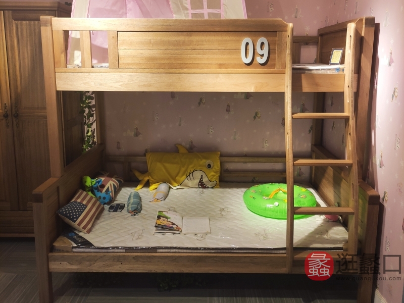 米琦庄园檀丝木木蜡油无油漆儿童家具子母床上下床实木床125