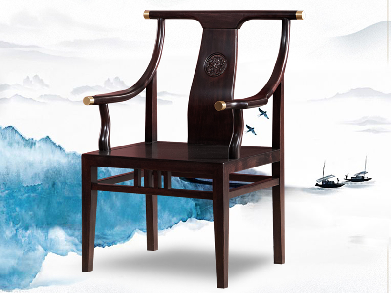 悦木家具新中式书房书桌椅新中式椅子单人椅主人椅金檀木全实木yf52书