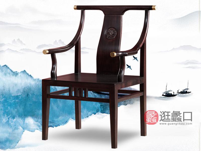悦木家具新中式书房书桌椅新中式椅子 单人椅 主人椅 金檀木全实木YF52书椅