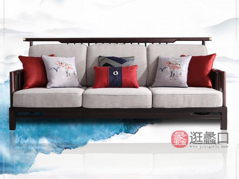 悦木家具新中式客厅沙发金檀木 整装客厅沙发现代中式檀木YF29布艺沙发【双人位】