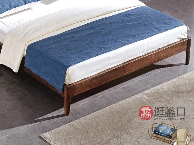 木梵家具现代卧室床HX09实木床 真皮 床 简约双人床1.8米大床