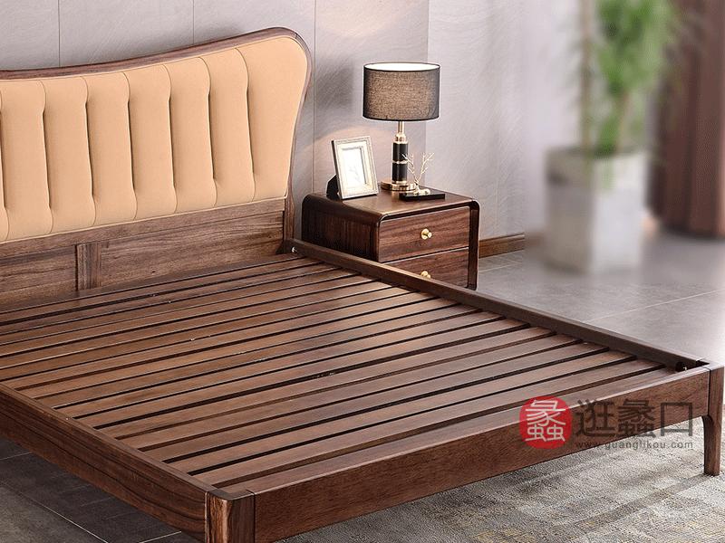 木梵家具现代卧室床HX45实木床1.8米现代简约双人床 意式轻奢家具