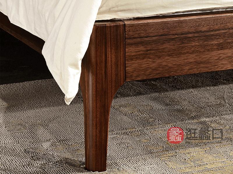 木梵家具现代卧室床HX03乌金木实木床1.8米双人床原木色