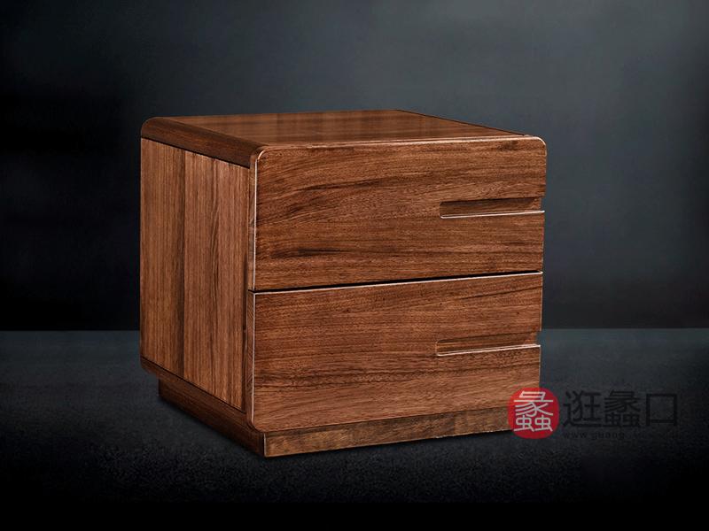木梵家具现代卧室床头柜HX10实木床头柜 二抽床头储物柜 简约全实木床头柜