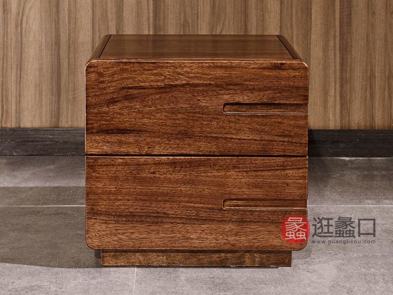 木梵家具现代卧室床头柜HX10实木床头柜 二抽床头储物柜 简约全实木床头柜
