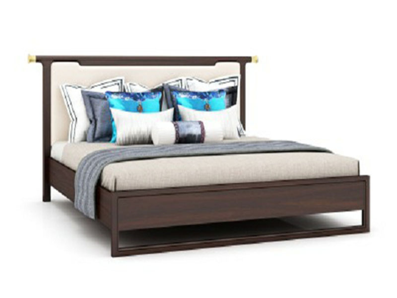 澜起家具新中式实木禅意软包床头卧室双人床CA-07L