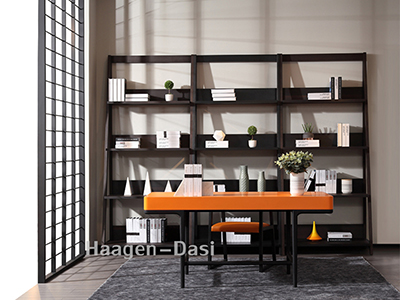 ​哈根达斯·欧尚格家居现代意式极简书房实木典雅时尚书桌和多功能书柜组合​