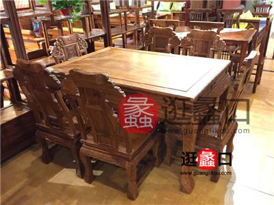 恒发红木家具新中式餐厅实木餐桌椅（一桌六椅）