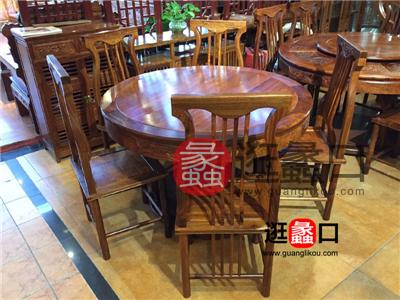恒发红木家具新中式餐厅实木圆餐桌椅