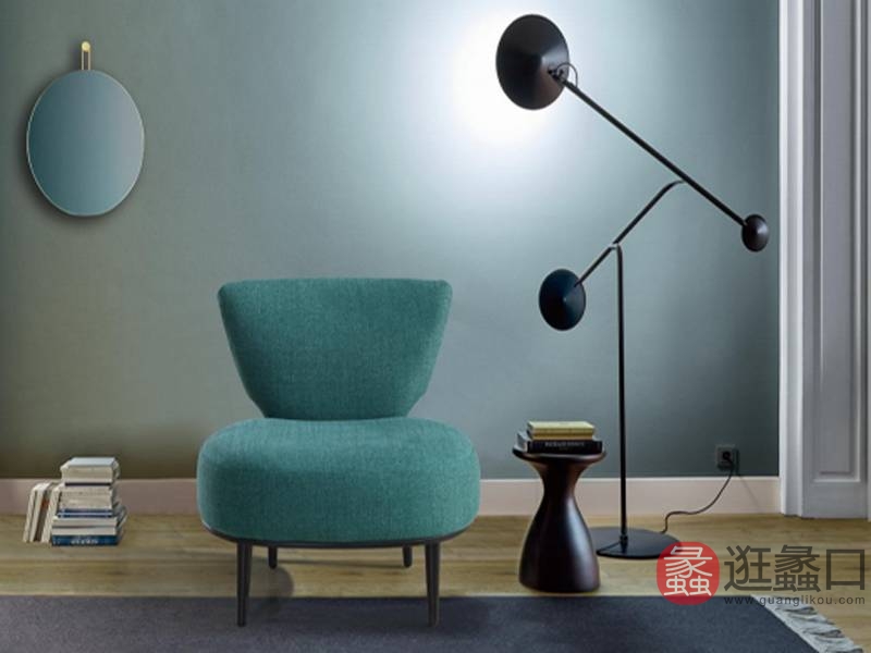 费丽斯家具意式现代极简客厅单人沙发座椅布艺沙发Y12#