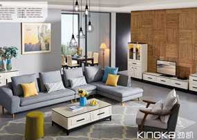 健輝家居·勁凱家具現代北歐客廳北美白蠟木灰色時尚沙發組合JK028