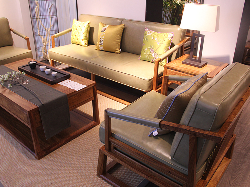 苏瓷意空间新中式刺猬紫檀木皮艺单人位双人位三人位沙发组合茶几角几