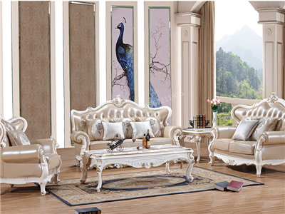 爱普菲斯  欧式珠光白实木沙发/茶几欧式客厅沙发