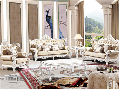 蠡口家具城爱普菲斯家具 欧式实木珠光白沙发/茶几/角几欧式客厅沙发