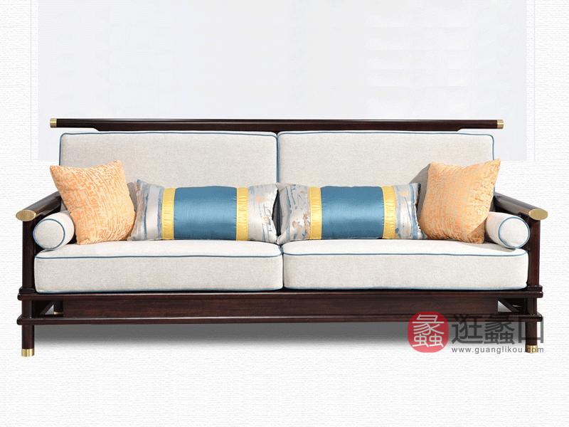 雅沐家具新中式客厅沙发TX608SF沙发实木檀木沙发三人位