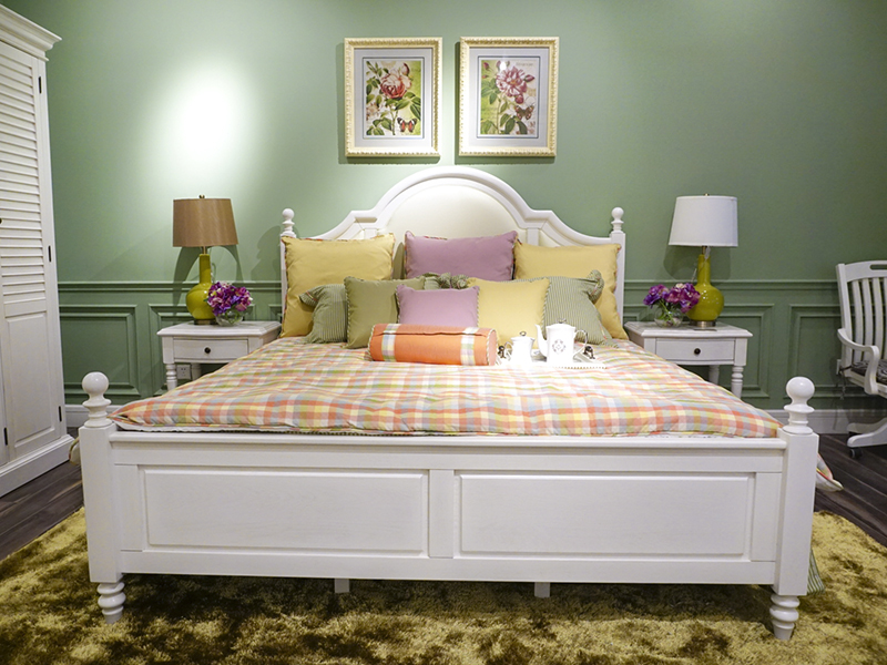 爵典家居·融峰国际家居-积美家 美式卧室花园系列白蜡木实木大床EW03-L1