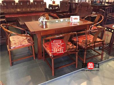 家尚红木家具中式古典餐厅实木餐桌椅/茶餐桌（一桌六椅）