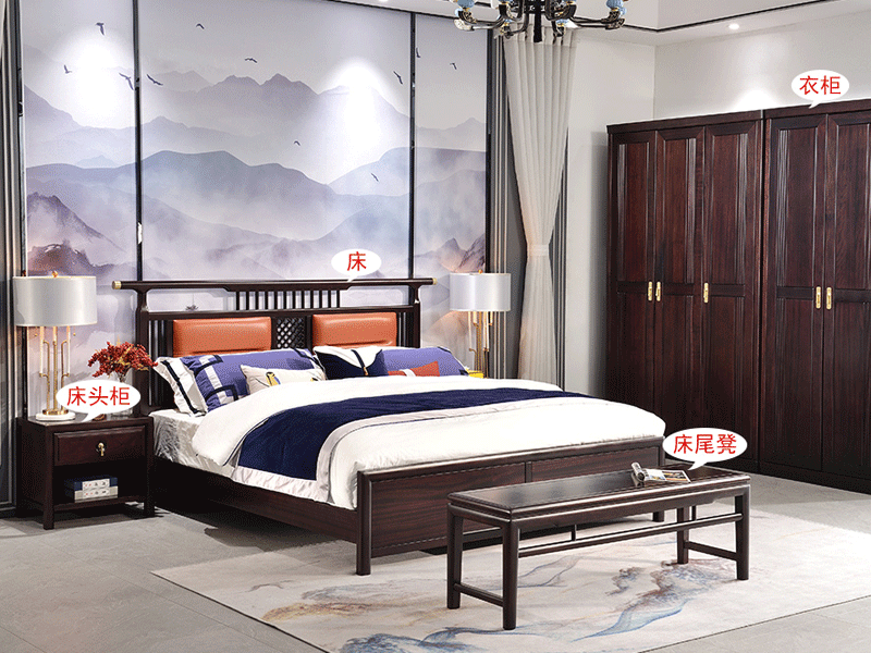 雅沐家具新中式卧室床头柜TX606CTG床头柜 实木单抽床头柜 现代中式 檀木床头柜