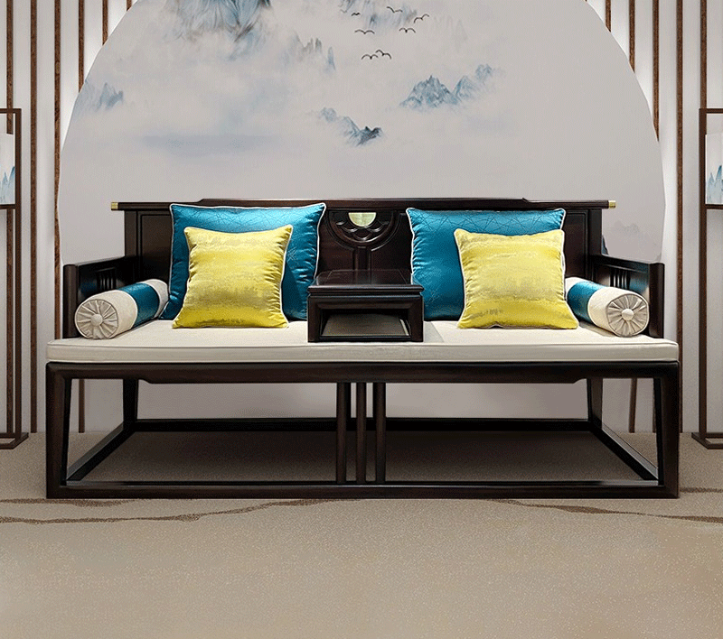 灵晔家具新中式客厅沙发tx601lhc罗汉床新中式沙发实木沙发禅意家具