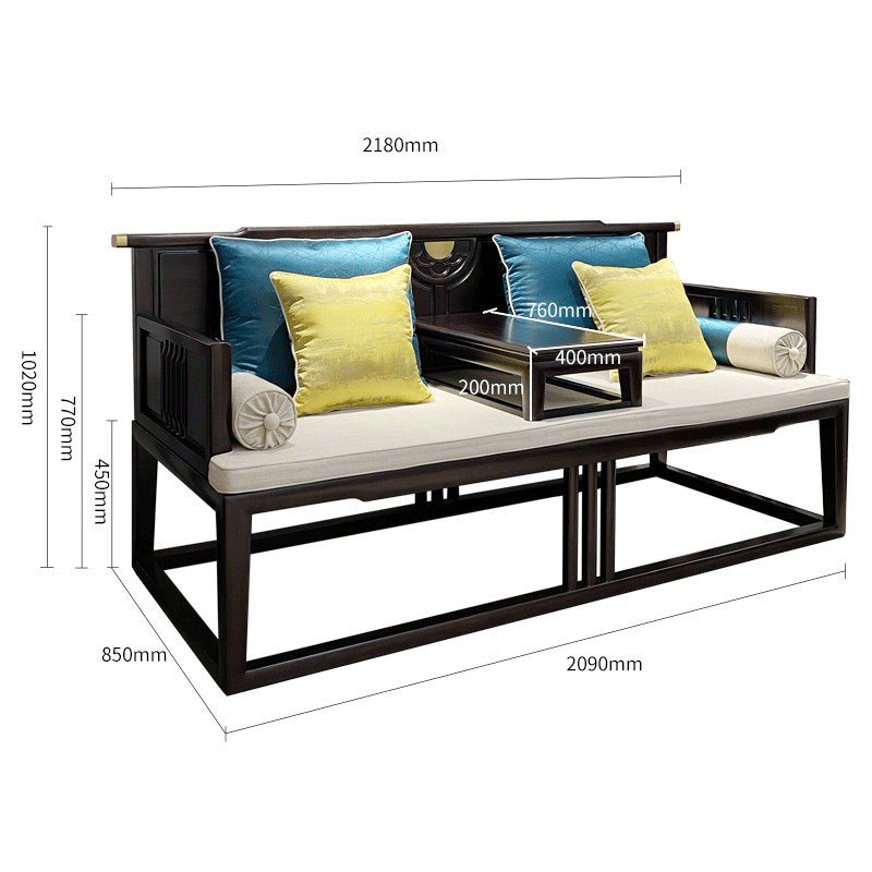 TX601LHC罗汉床 新中式沙发 实木沙发禅意家具 新品罗汉床 檀木床沙发