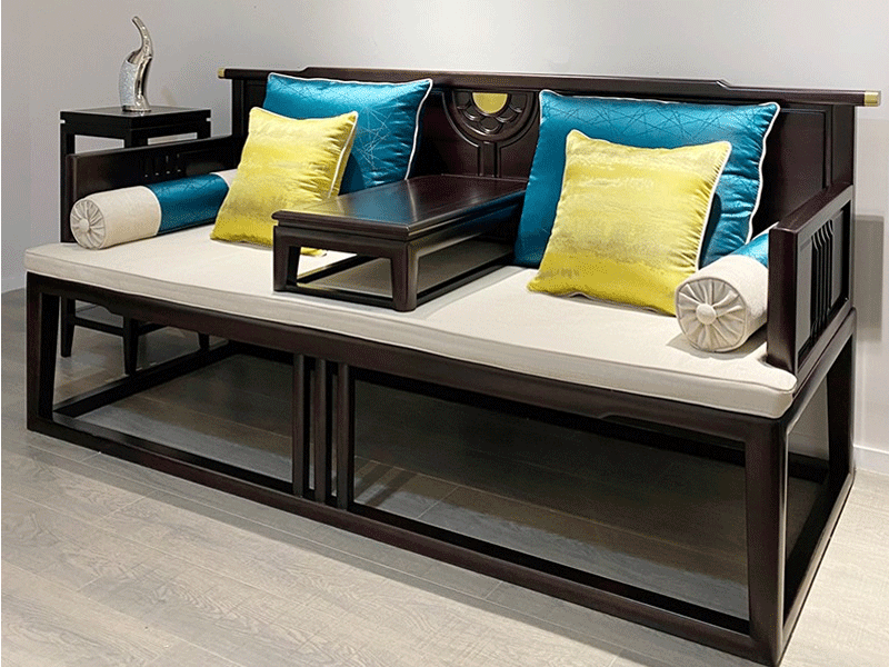 灵晔家具新中式客厅沙发TX601LHC罗汉床 新中式沙发 实木沙发禅意家具 新品罗汉床 檀木床沙发