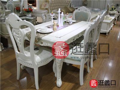 蠡口家具城垄利森家具 欧式珍珠白实木长餐桌椅欧式餐厅餐桌椅