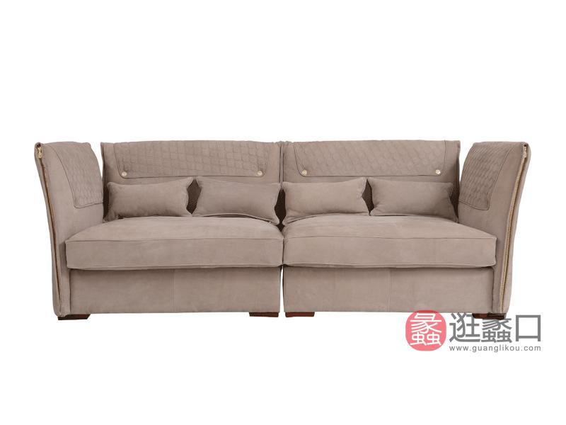名耀别墅定制家具轻奢美式客厅沙发Y-SF-001A印象名耀系列四人真皮沙发