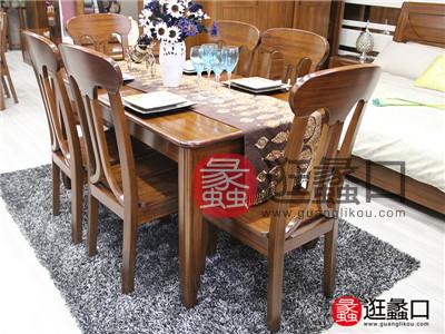 森品源 家具 中式 实木长餐桌/无扶手餐椅（一桌六椅）