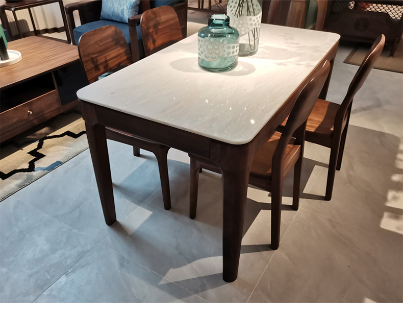 1..6米实木大理石面餐桌D8107长餐桌