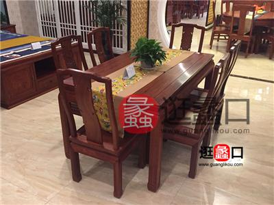 年年红红木家具新中式红木餐厅一桌六椅