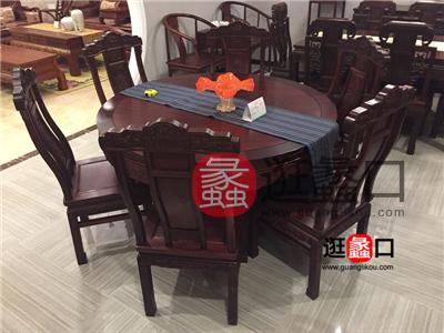 蠡口家具城年年红红木家具中式古典餐厅红木餐桌圆桌组合/饭桌