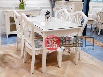 翡翠藤器家具欧式餐厅餐桌椅一桌四椅
