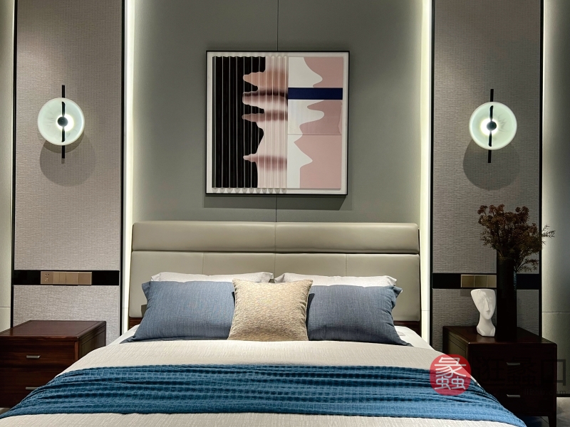 君诺家居·一品海棠·己玉家具黑檀木皮质现代质感高级新款卧室床YP208