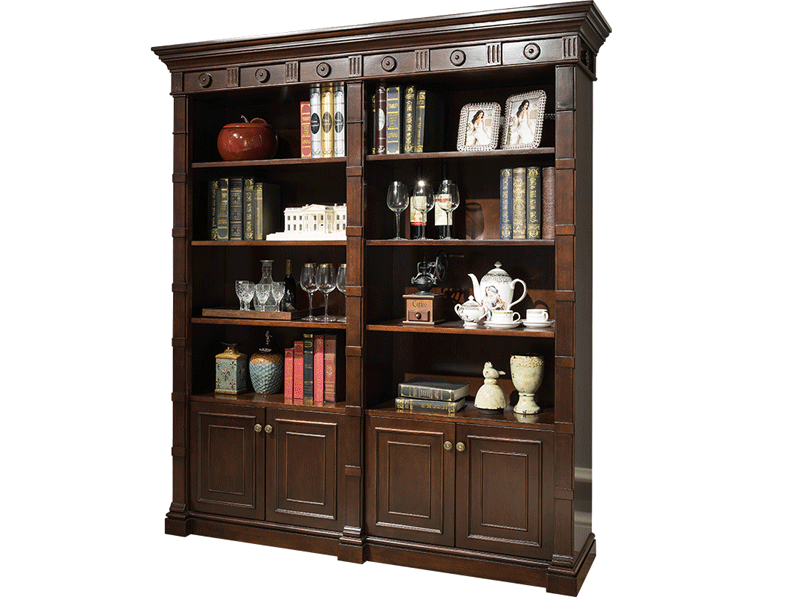 威灵顿家具美式书房书柜（特价）美式实木书柜书架展示柜复古陈列柜新古典欧式书橱V801-3