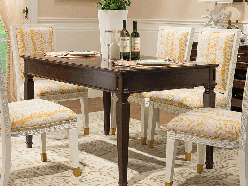 威灵顿家具美式餐厅餐桌椅美式实木餐桌小户型复古餐桌新古典欧式长方形饭桌G801-8