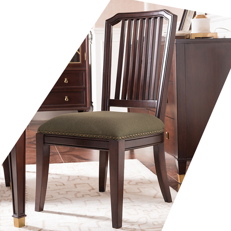 威灵顿家具美式餐厅餐桌椅美式餐椅实木复古欧式餐椅简约靠背椅新古典餐厅家具H801-2