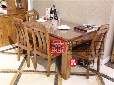 真榆家居中式餐厅榆木实木长餐桌/餐厅/餐椅（一桌六椅）