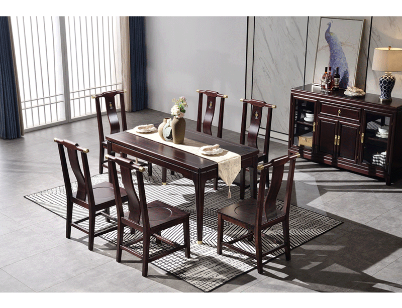 实木餐桌椅组合套装 新中式餐桌 全实木金檀木 吃饭桌 现代简约 中式家具 单餐桌 餐桌TX602CZ
